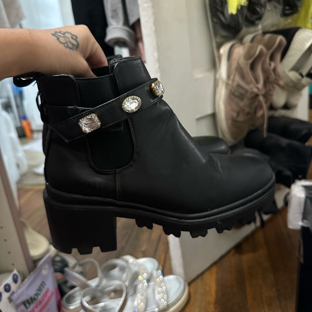 Nicole miller Rhinestone Ankle Chelsea Boots